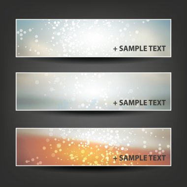 Set of Horizontal Banner or Header Background Designs - Colors: Grey, Orange, Silver, White - For Party, Christmas, New Year or Other Holidays, Ad Templates