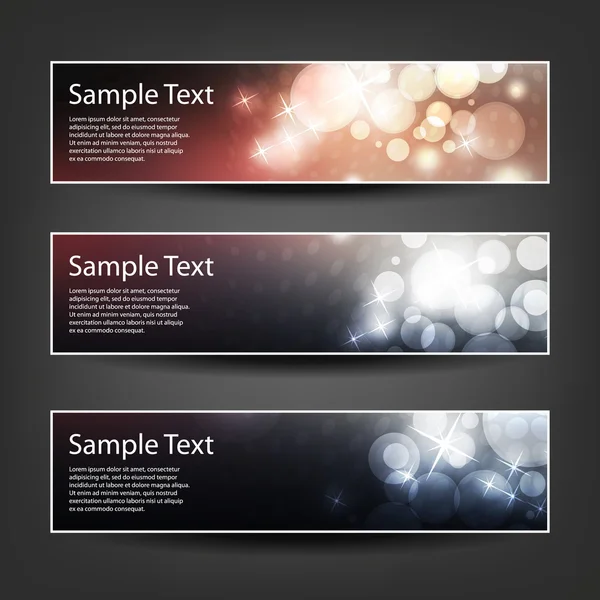 Set of Horizontal Banner or Header Background Designs - Colors: Black, Pink, White - For Party, Christmas, New Year or Other Holidays, Ad Templates — ストックベクタ