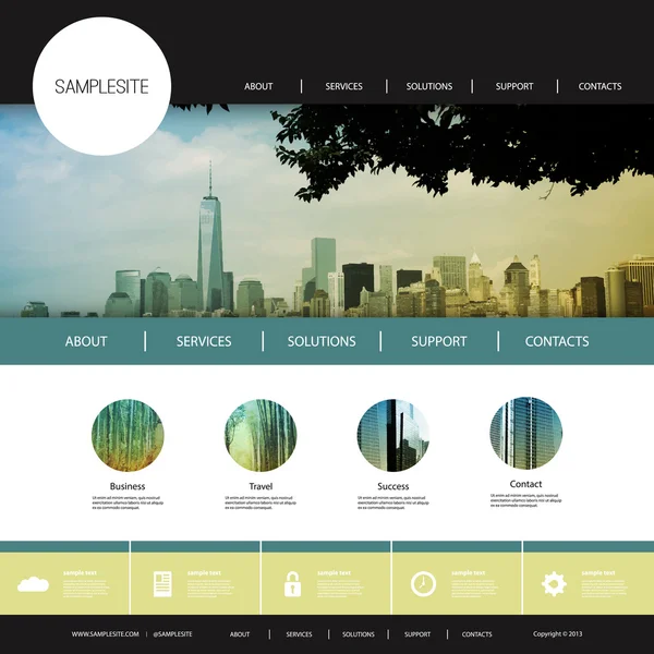 Website-Design für Ihr Unternehmen mit Skyline-Hintergrund — Stockvektor
