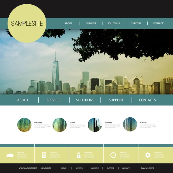 Web design para o seu negócio com o fundo da cidade Skyline — Vetor de Stock