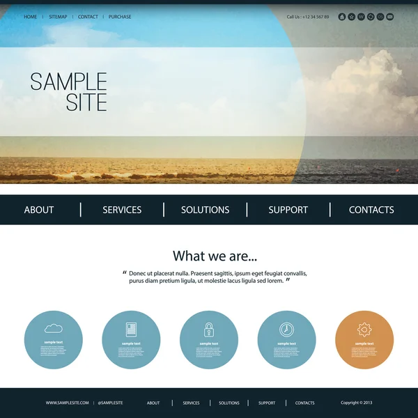 Website Design Template for Your Business with Beach Image Background — 图库矢量图片