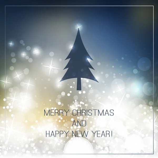 幸せな休日、正月と輝くぼかした背景にクリスマス ツリーのクリスマス カード — ストックベクタ