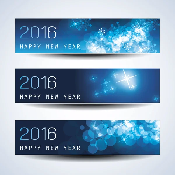 Set of Horizontal New Year Dark Banners - 2016 — Stockvector