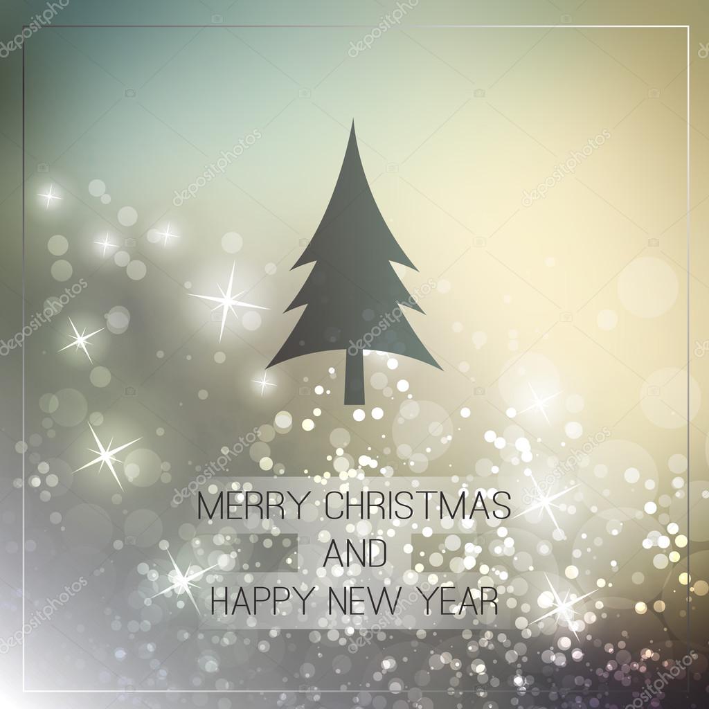 Cartolina di Natale scintillante luminosa di lucido colorato Flyer o disegno del coperchio con sagoma di albero su un ghiaccio freddo ghiacciato frizzante