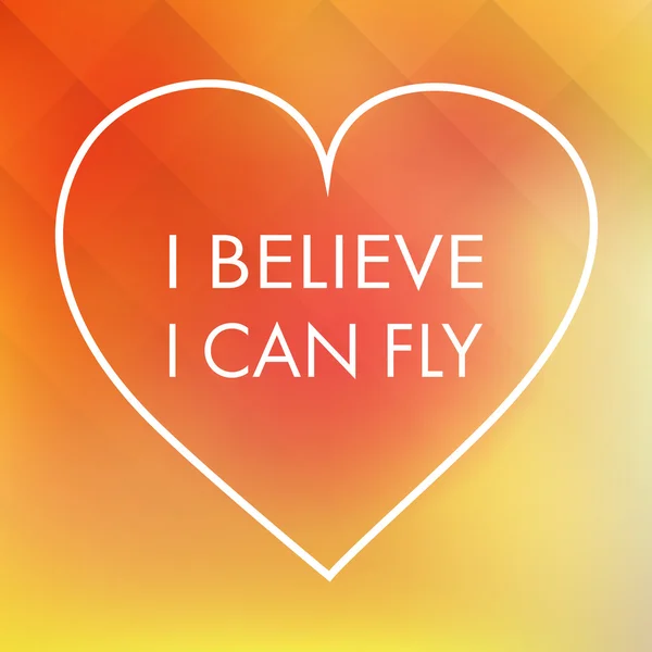 Ben inanıyorum Fly - alıntı, Slogan, soyut sarı arka plan üzerinde bir kalp diyor — Stok Vektör