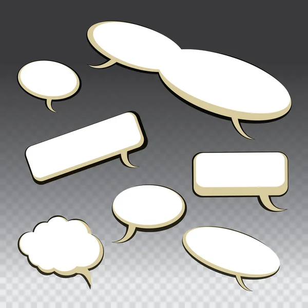 Set of Seven Different Black and White Speech And Thought Bubbles — Stock Vector