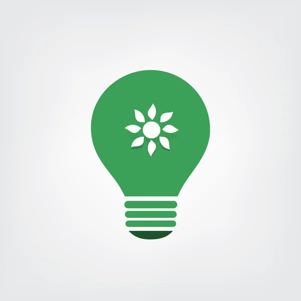 Green Eco Energy Concept Icon - Sun Inside the Light Bulb - Solar Energy — Stock Vector