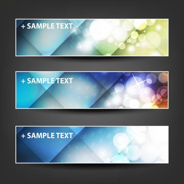 Set of Horizontal Banner or Header Designs for Christmas, New Year or Other Holidays with Colorful Checked Pattern Background