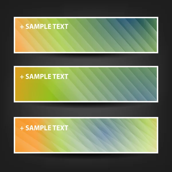 Aantal horizontale Banner of Header ontwerpen met kleurrijke gestreepte patroon achtergrond — Stockvector