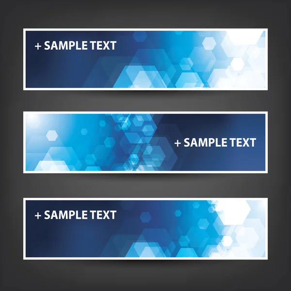 Set of Horizontal Banner Background Designs - Cores: Azul, Branco - Natal, Ano Novo ou outros modelos de anúncios de férias — Vetor de Stock