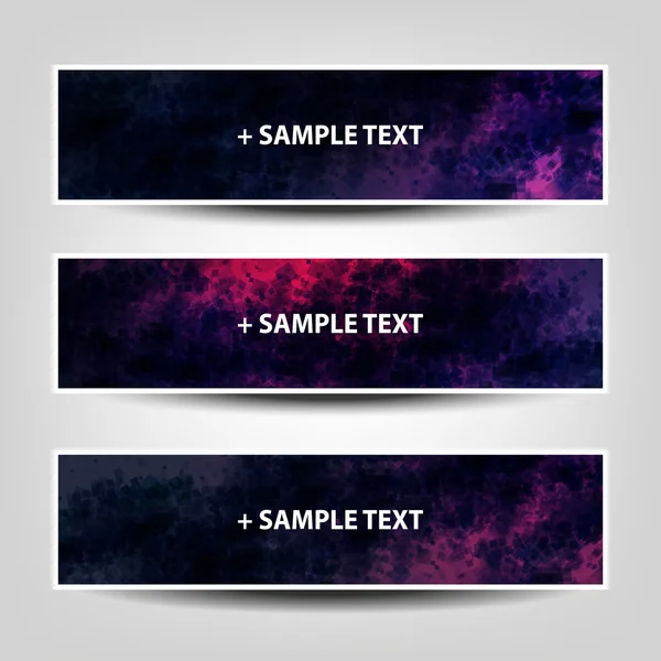 Vízszintes Banner háttér Designs, illetve üdülési hirdetés sablonok - színek: kék, lila, rózsaszín — Stock Vector