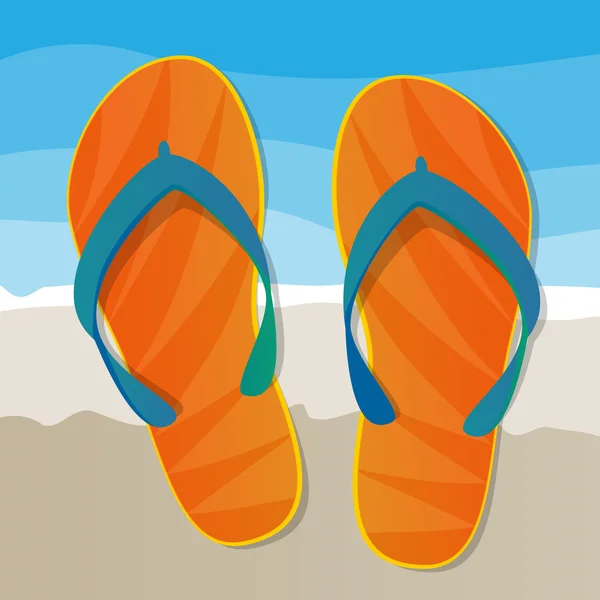 Flip Flops op het strand - Holiday Concept achtergrond — Stockvector