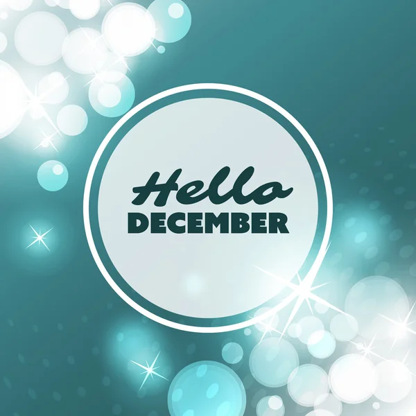 Hola diciembre - Cita, Lema, Diciendo en un fondo borroso — Vector de stock