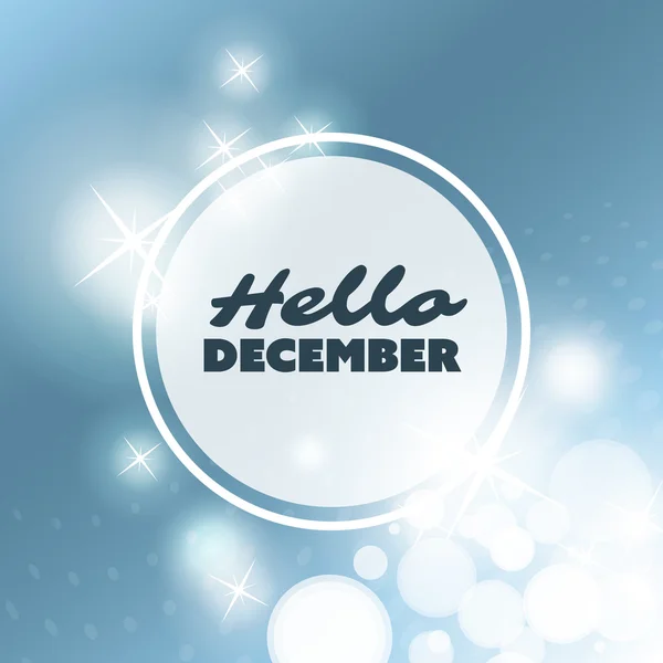 Hello December - Quote, Slogan, Saying on a Blurred Background — Stock Vector