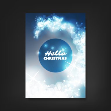 Hello Christmas - Flyer, Card or Cover Design with Sparkling Pattern Background - Corporate Identity, Christmas, New Year or Ad Creative Design Template