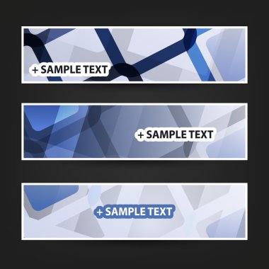 Set of Horizontal Banner Background Designs, Ad Templates - Colors: Blue, White