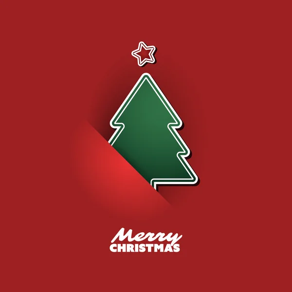 Flyer de Noël ou conception de couverture avec arbre de Noël et fond rouge — Image vectorielle