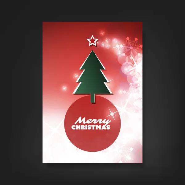 Christmas Flyer or Cover Design With Red Sparkling Background — Stockvector