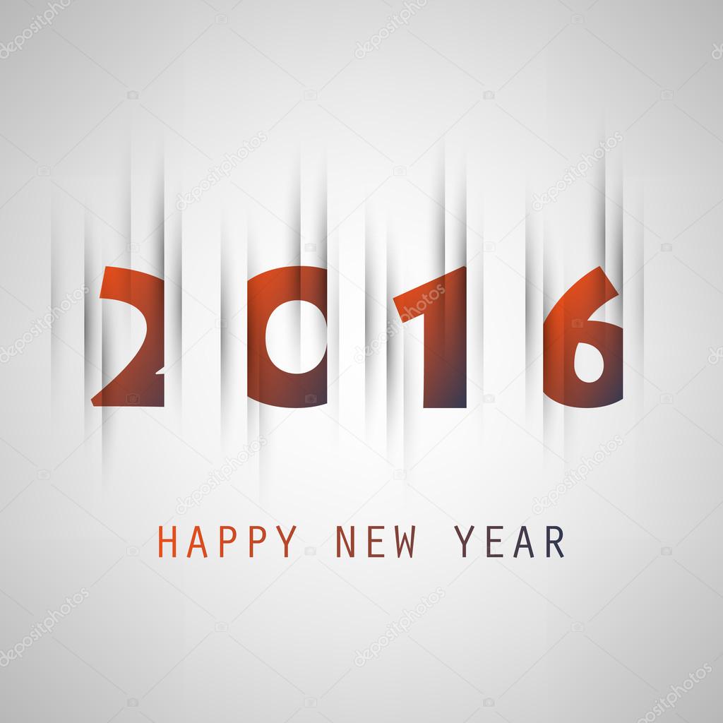 Simple New Year Card, Cover or Background Design Template - 2016