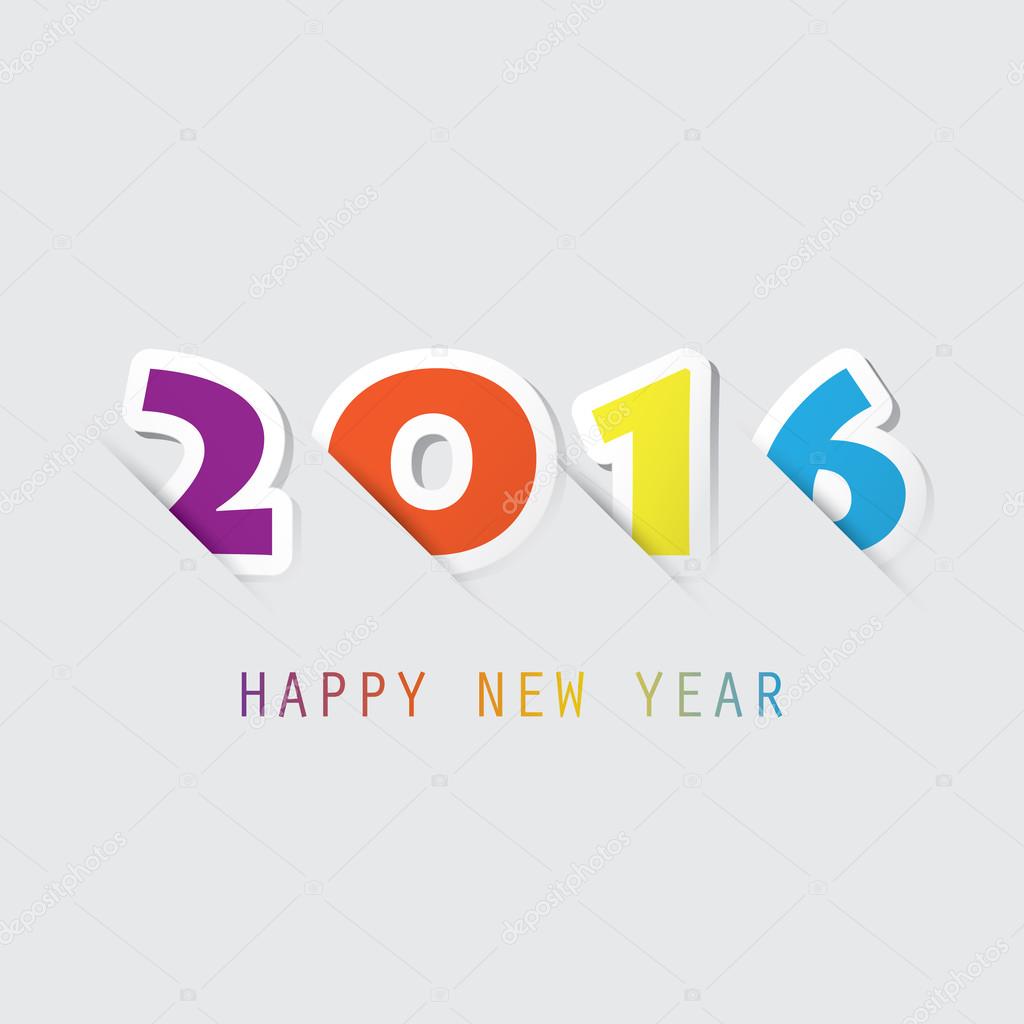 Simple Colorful New Year Card, Cover or Background Design Template - 2016