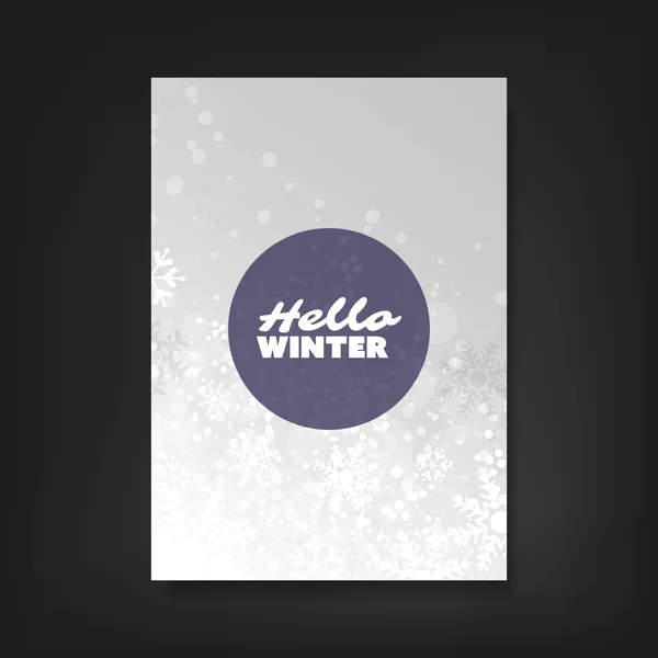 Hello Winter - Flyer, Card or Cover Design with Sparkling Pattern Background - Party, Christmas, New Year or Ad Design Template — 스톡 벡터