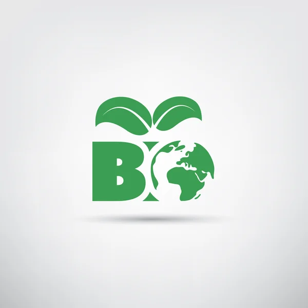 Étiquette bio avec feuilles vertes — Image vectorielle