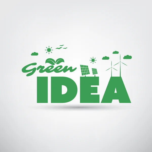 Etiqueta de ideia verde com ícones ecológicos — Vetor de Stock