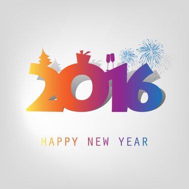 En iyi dilek - soyut Modern tarzı mutlu yeni yıl tebrik kartı veya arka plan, yaratıcı tasarım şablonu - 2016