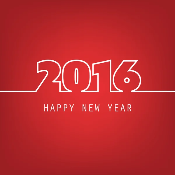 Eenvoudige witte en rode nieuwjaarskaart, Cover of achtergrond ontwerpsjabloon - 2016 — Stockvector