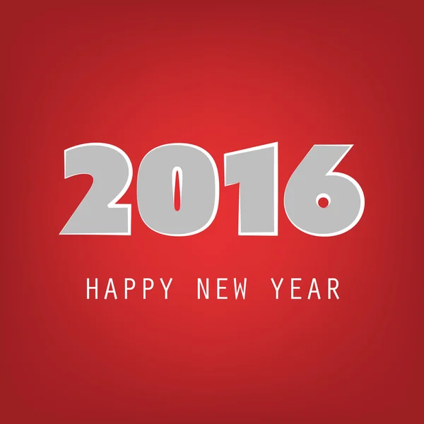 Einfache weiße und rote Neujahrskarte, Umschlag- oder Hintergrunddesign-Vorlage - 2016 — Stockvektor