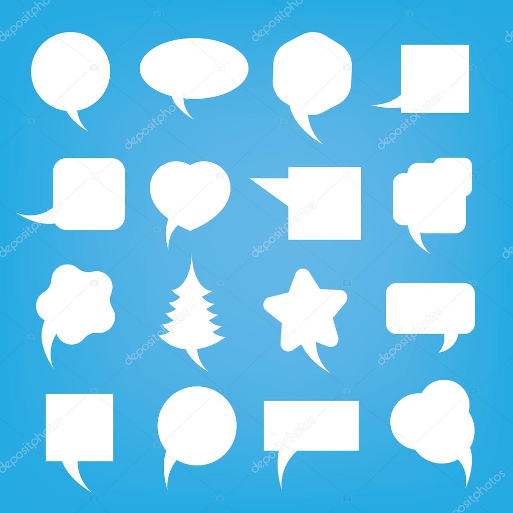set of different speech bubble designs on a blue background stock bubbles designs