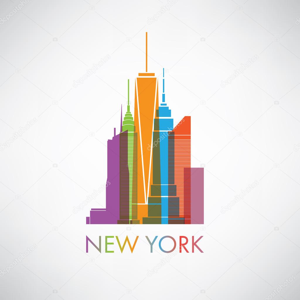 New York City Skyline Design Concept With Silhouette of Famous Skyscrapers