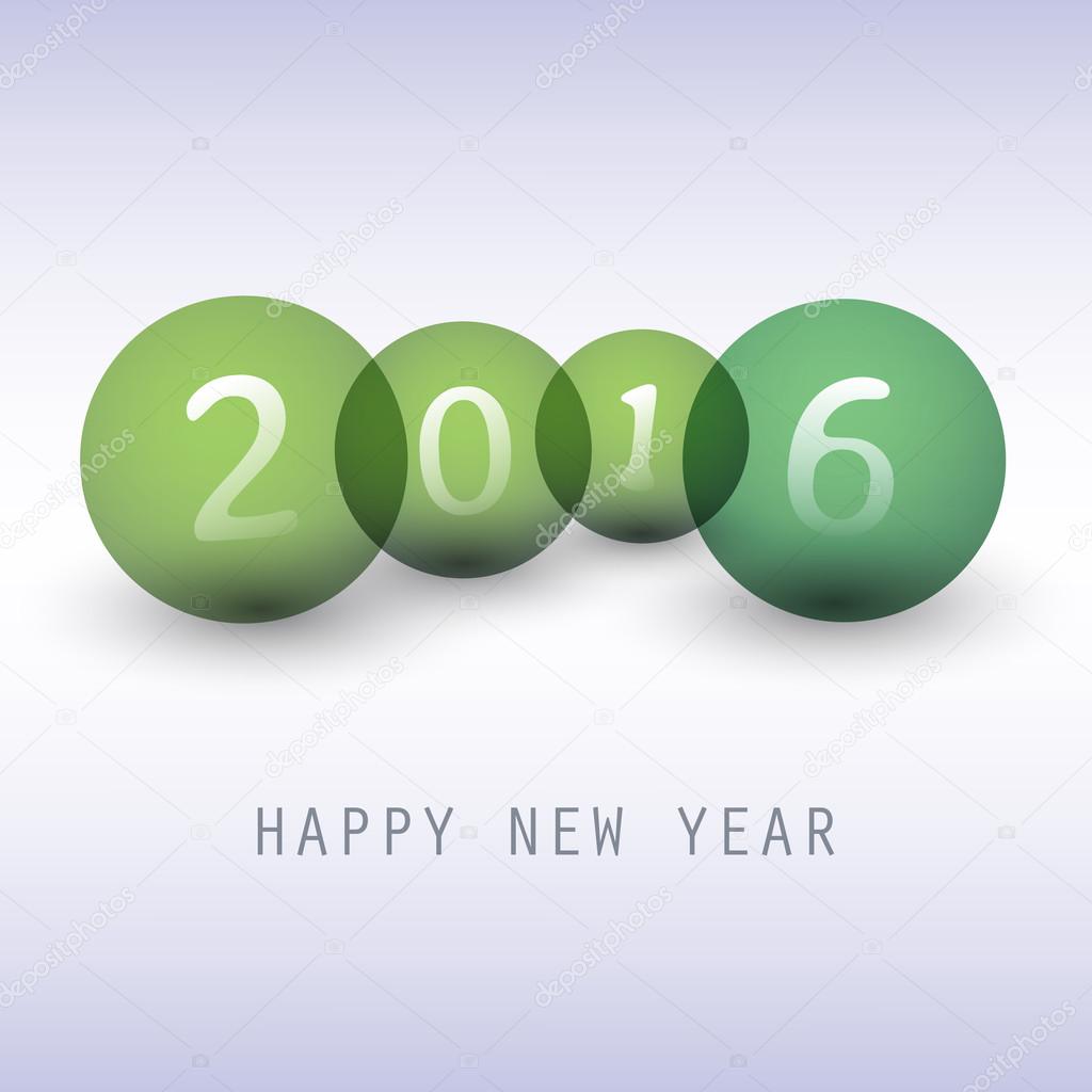 Best Wishes - Green Abstract Modern Style Happy New Year Greeting Card, Cover or Background, Creative Design Template - 2016
