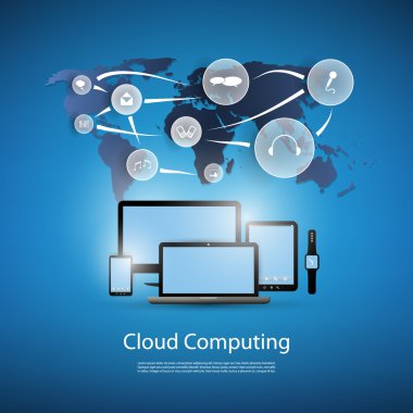 Cloud computing, küresel sendika ağları kavramı çeşitli bağlı mobil cihazlar ile