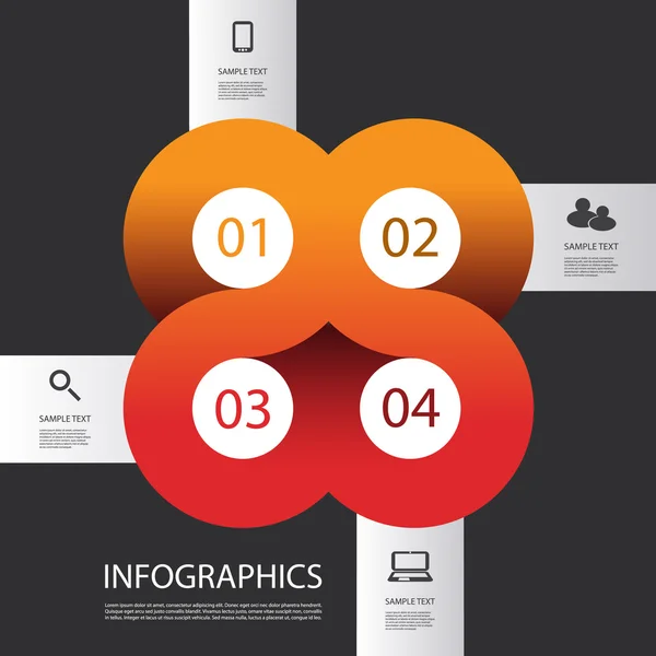 Modelo de capa de infográficos Design de banner redondo com ícones — Vetor de Stock