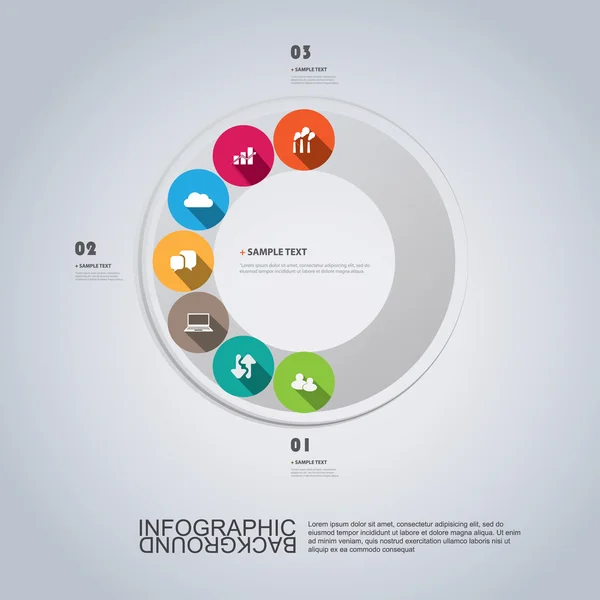 Minimaler Stil Infografik-Design-Vorlage mit bunten Symbolen — Stockvektor