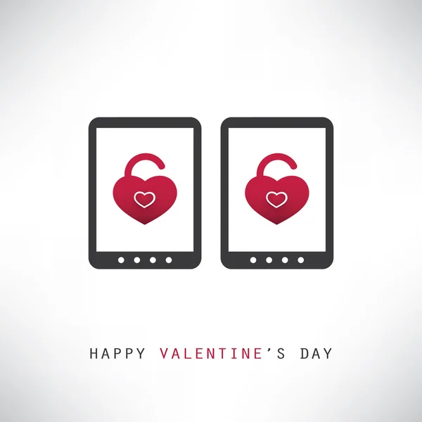 Happy Valentine's Day Card met slimme telefoons of tabletten — Stockvector