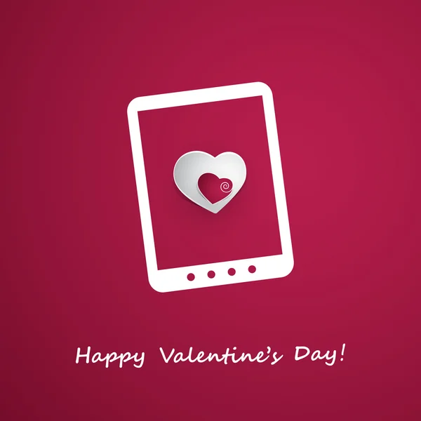 Happy Valentine's Day Card With Smart Phone or Tablet — Stock Vector