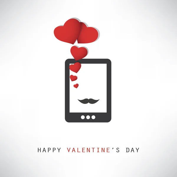 Happy Valentine's Day Card met slimme telefoon — Stockvector