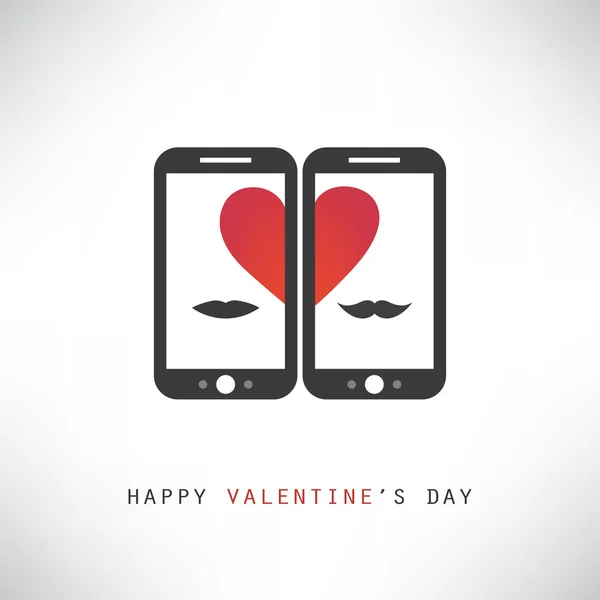 Happy Valentine's Day Card met Smart Phones — Stockvector