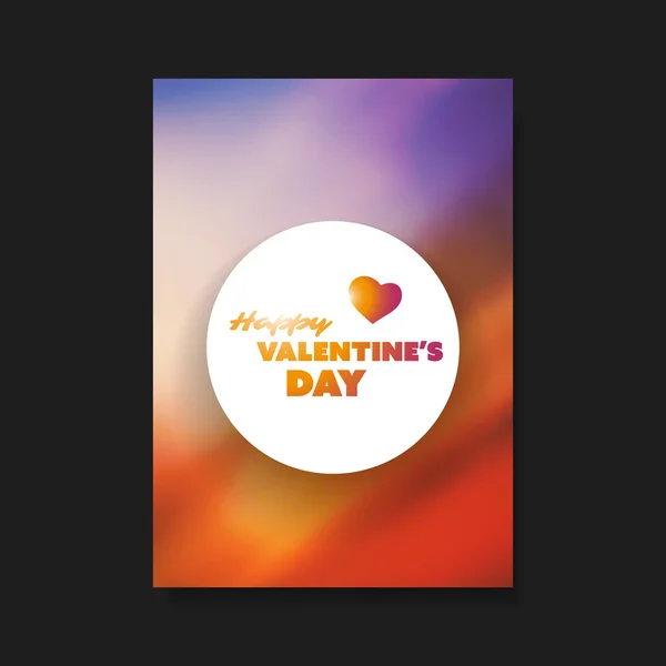 Aftelkalender voor Valentijnsdag Flyer of Cover ontwerpsjabloon met kleurrijke onscherpe achtergrond — Stockvector