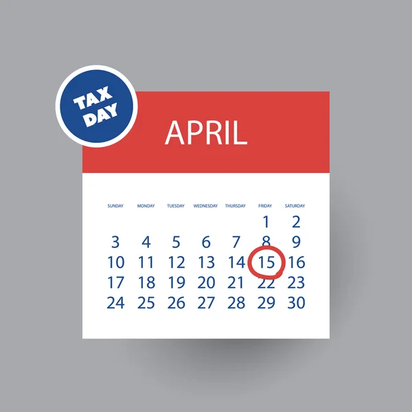 USA Tax Day Icon Set - Plantilla de diseño de calendario — Archivo Imágenes Vectoriales