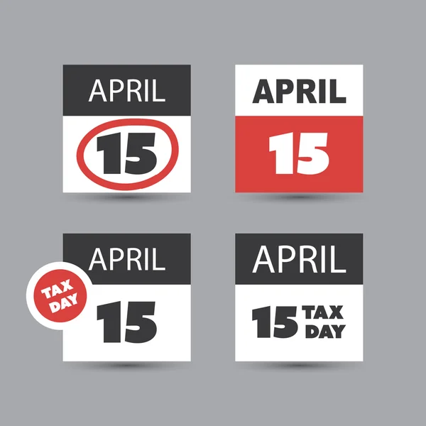 USA Tax Day Icon Set - Plantilla de diseño de calendario — Vector de stock