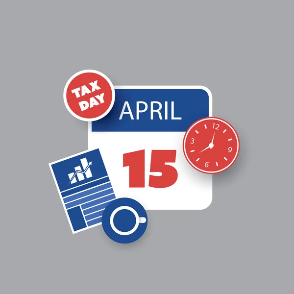 USA Tax Day Icône Set - Modèle de conception de calendrier — Image vectorielle