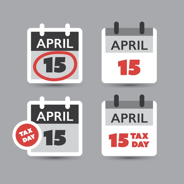 USA Tax Day Icon Set - Plantilla de diseño de calendario — Archivo Imágenes Vectoriales