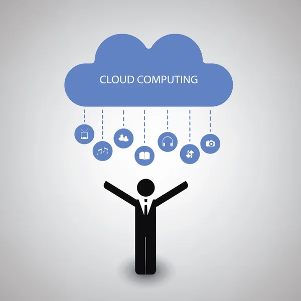 Cloud Computing konsept tasarımı ile kutsal kişilerin resmi — Stok Vektör