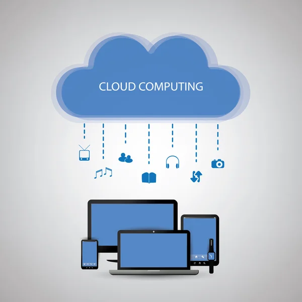 Cloud Computing Concept Design with Icons — стоковый вектор