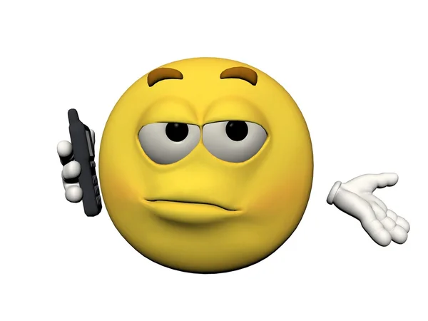 Emoticon am Telefon - 3D-Darstellung — Stockfoto