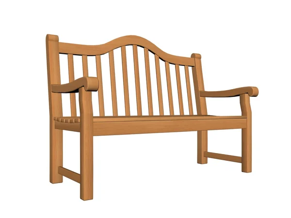 木製のベンチ 3 d レンダリング — ストック写真