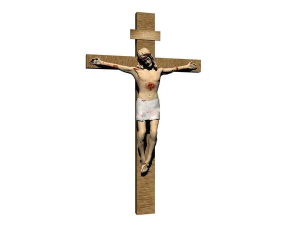 Cruz com Jesus - 3d render — Fotografia de Stock